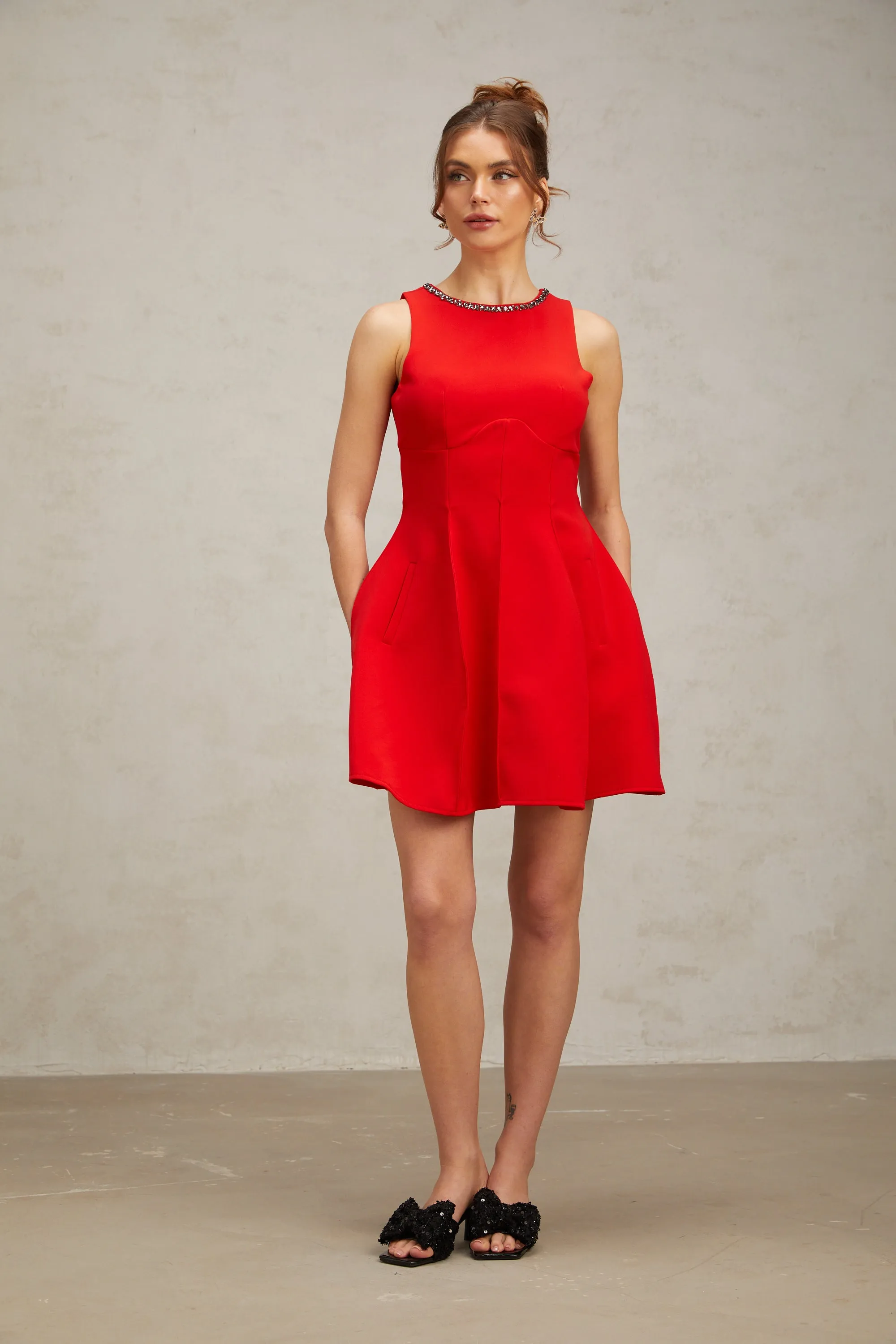 Katie red crystal-embellished puff mini dress Gloria Lanvin