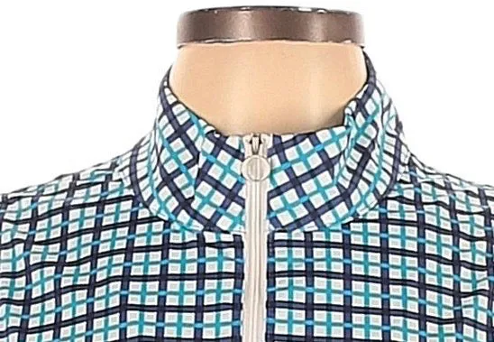 Kinona White & Blue Plaid Sleeveless Golf top Size L. MSP$114