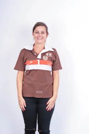 La Martina Womens M Polo Shirt Sport Brown Cotton