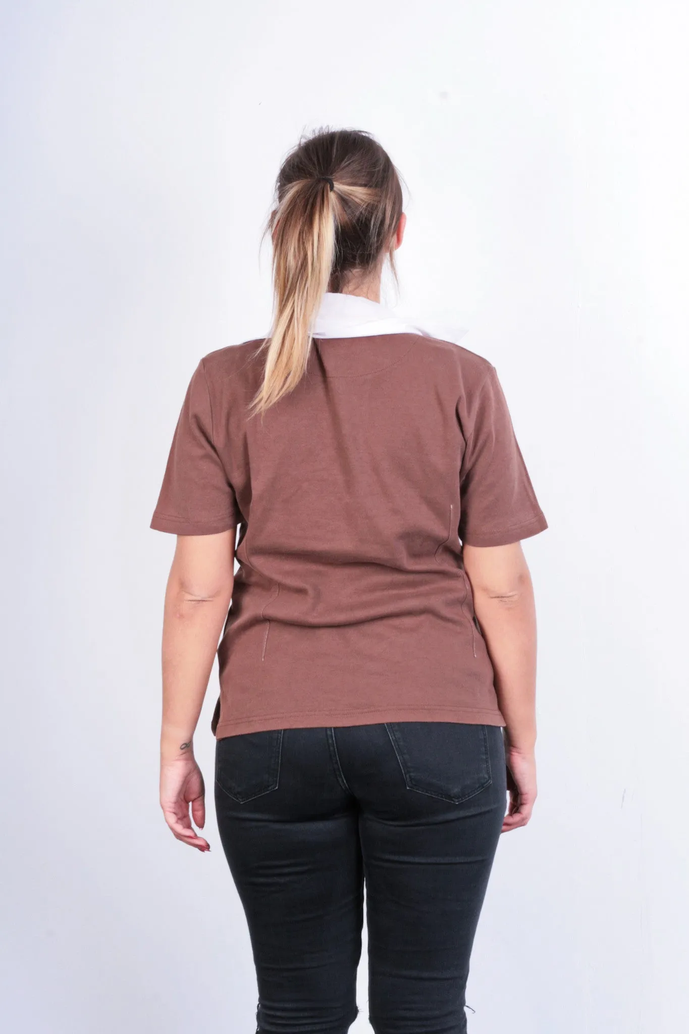 La Martina Womens M Polo Shirt Sport Brown Cotton