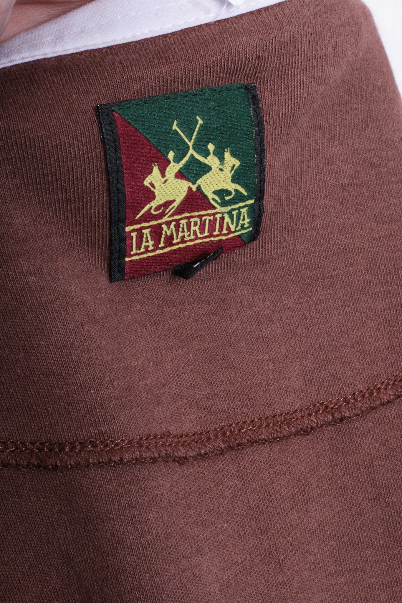 La Martina Womens M Polo Shirt Sport Brown Cotton