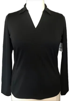 Lady Hagen Black V-Neck Long Sleeve Golf Polo Size L