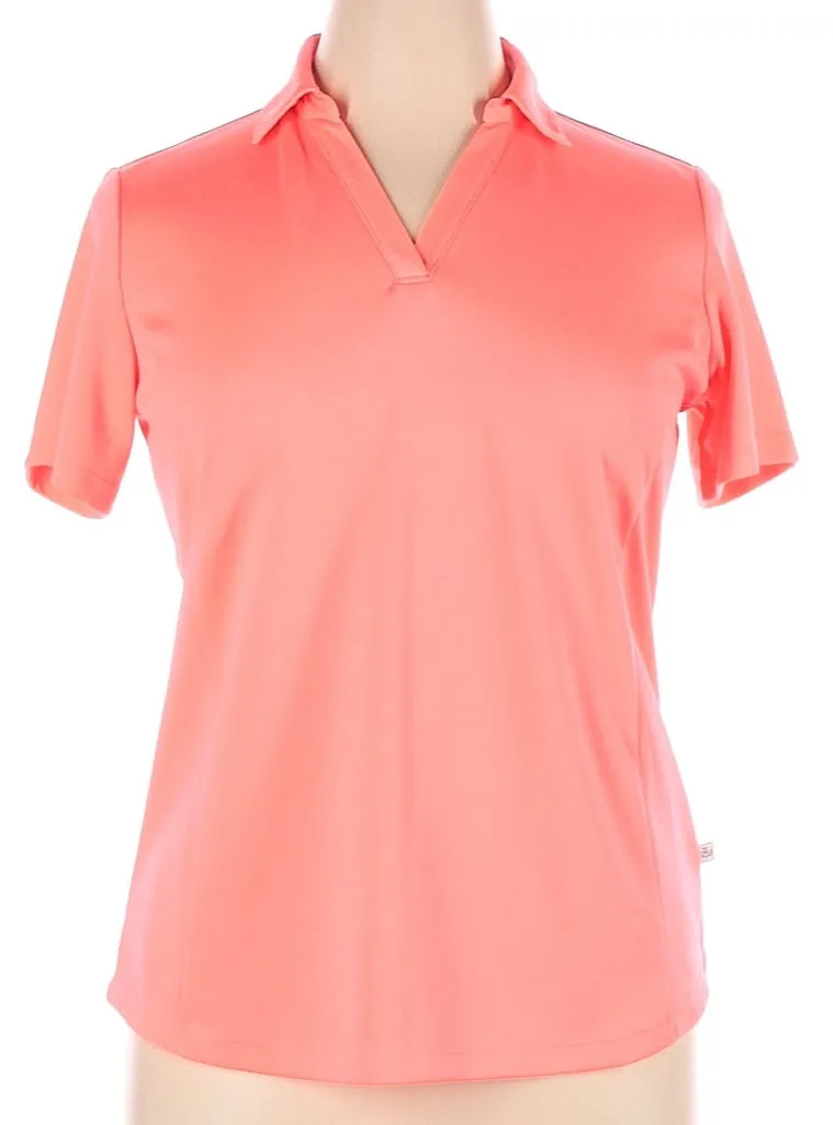 Lady Hagen Bright Coral Short Sleeve Women's Golf Top Size L