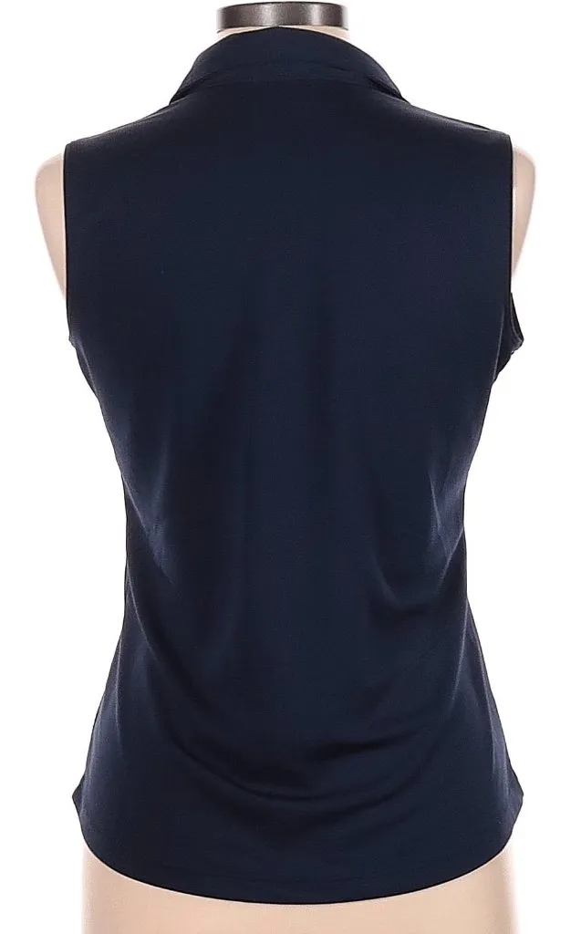 Lady Hagen Navy Sleeveless Golf Polo Size M