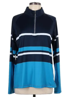 Lady Hagen Navy, White & Blue Color Block Striped Golf Pullover Size L