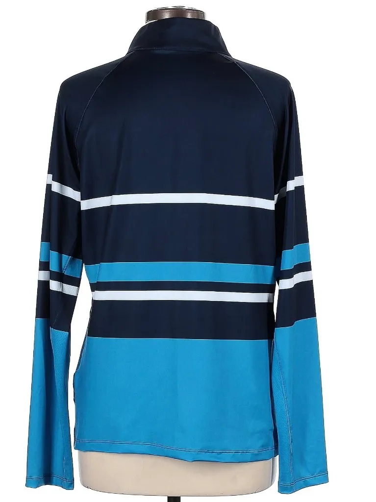 Lady Hagen Navy, White & Blue Color Block Striped Golf Pullover Size L