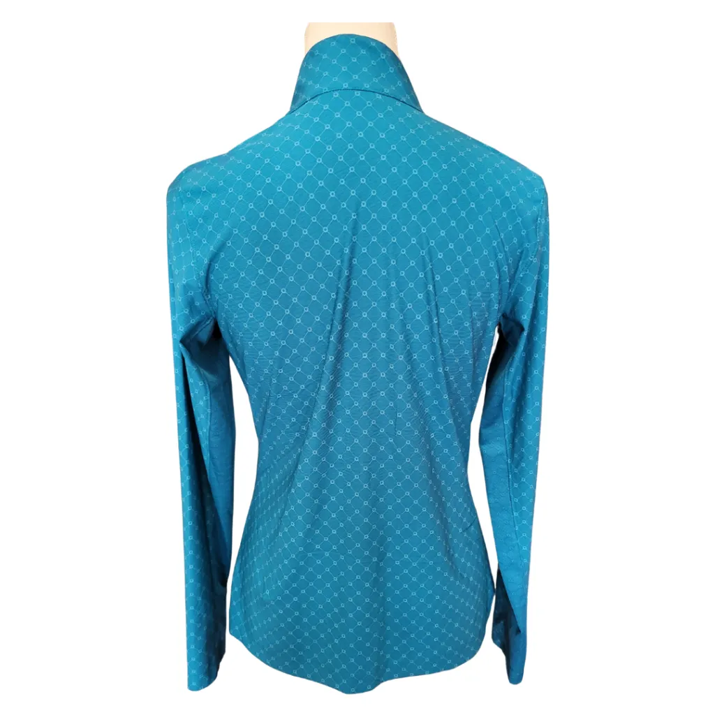 Lady Hagen Teal Print Long Sleeve Zip Mock Sun Shirt Size S MSP$70