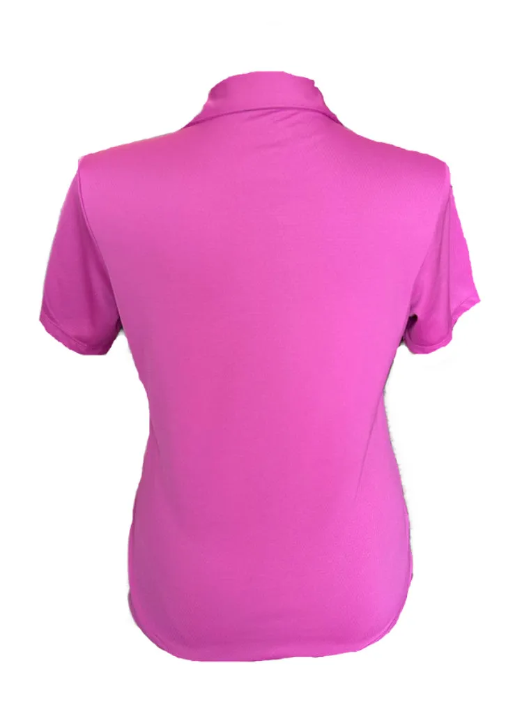 Lady Hagen Textured V-Neck Collared Polo Size L