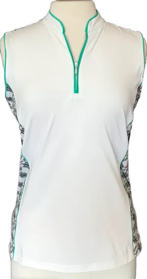 Lady Hagen White Sleeveless Golf Polo w/ Print Inserts & Back  Size M