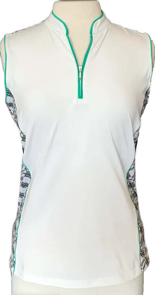 Lady Hagen White Sleeveless Golf Polo w/ Print Inserts & Back  Size M