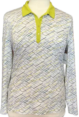 Levelewear Long sleeve Print Golf Polo- Green/White/Black Size XL. MSP$65