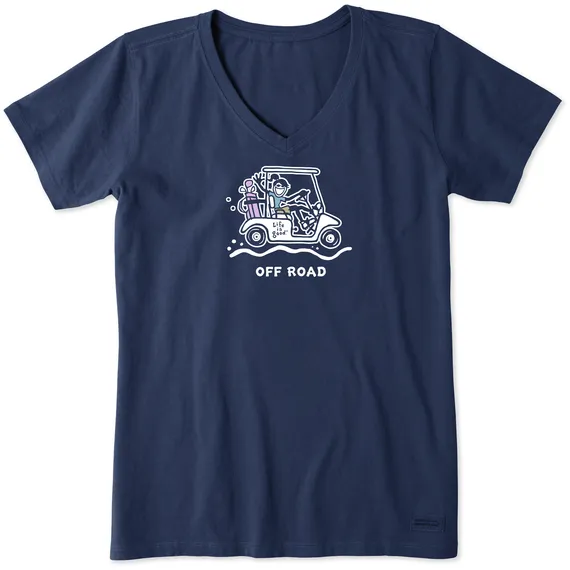 Life is Good Navy V-Neck Off Road Golf T-Shirt