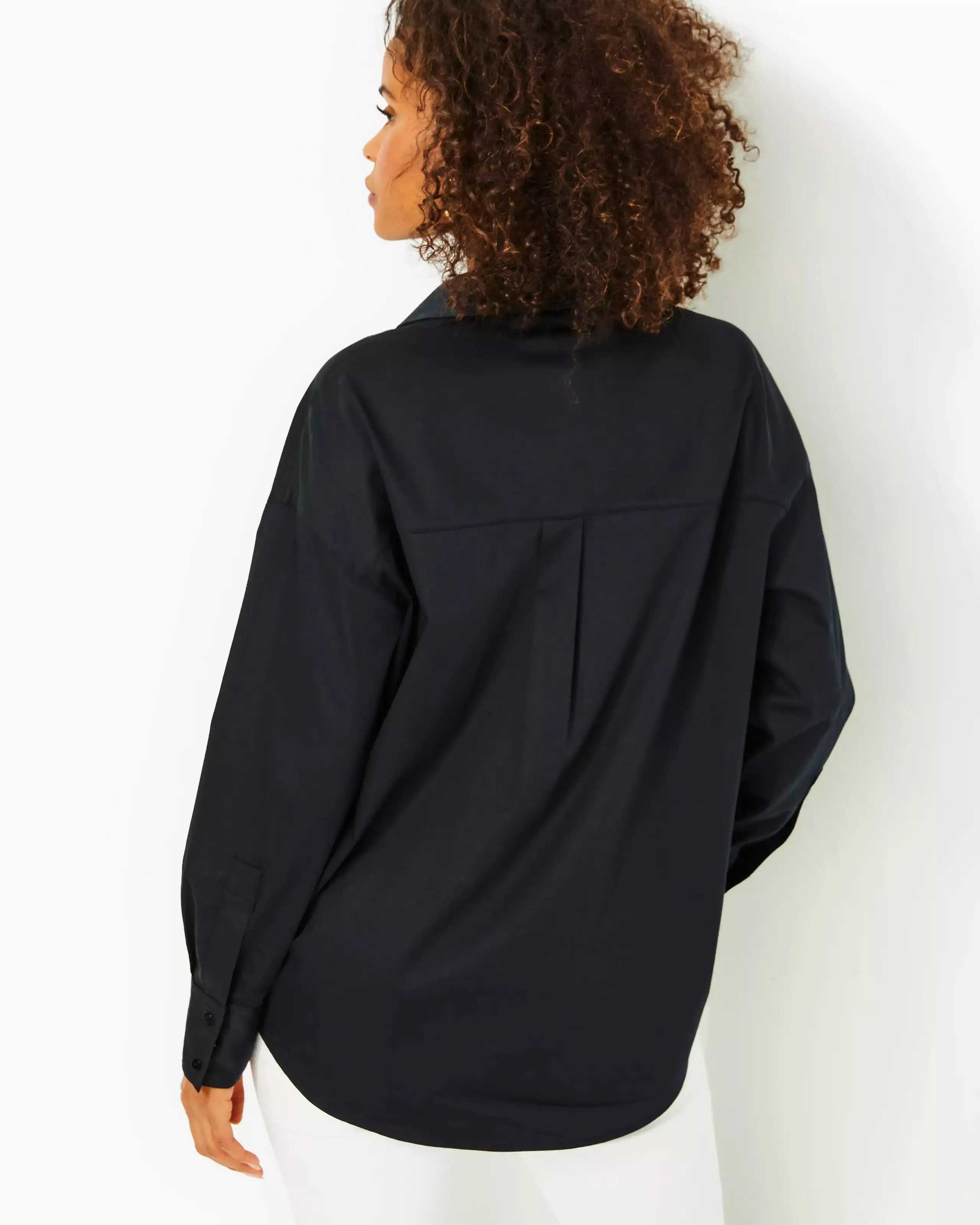 Lilly Pulitzer Women's Stevey Relaxed Button Down Stretch Shirt - Onyx