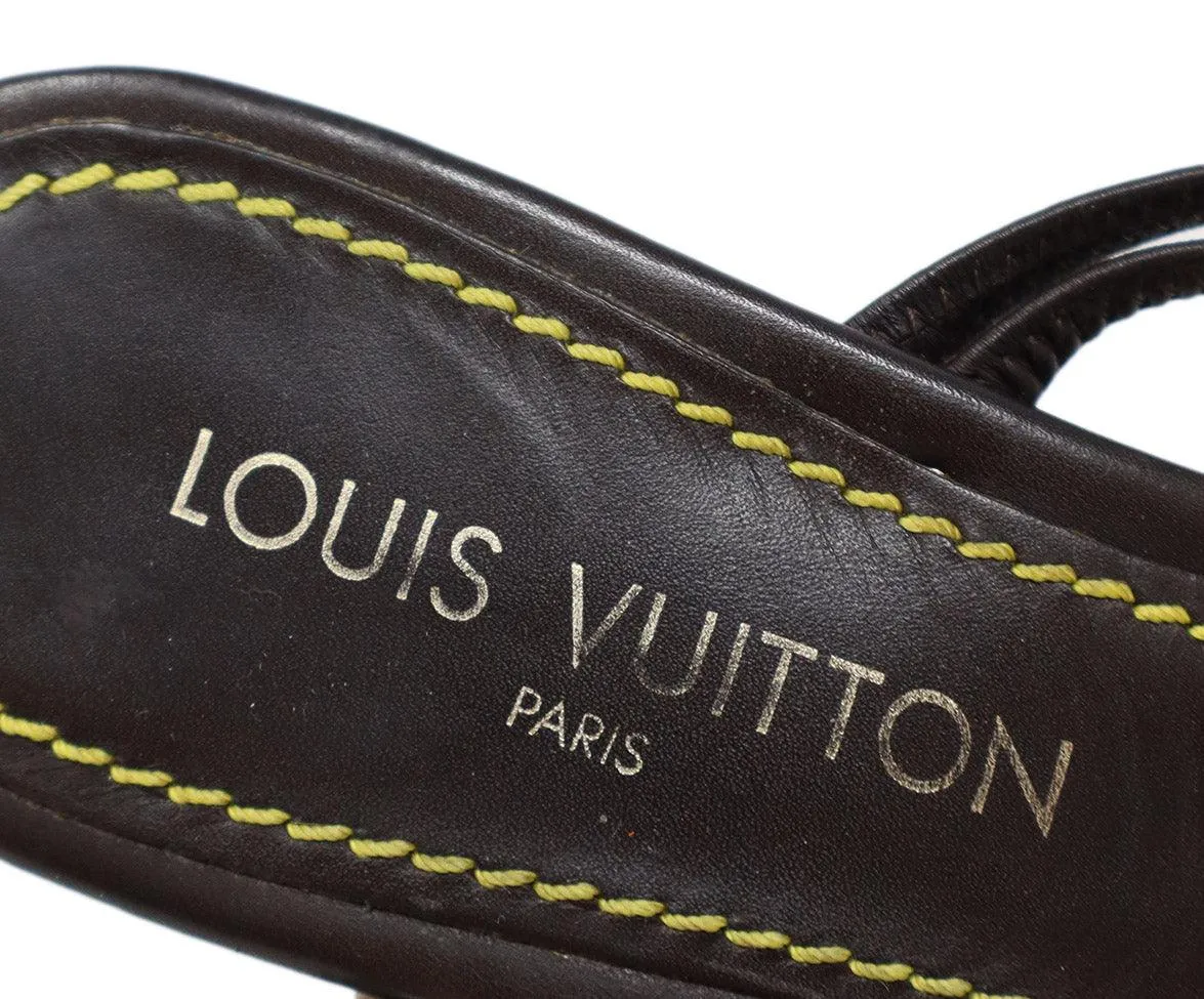 Louis Vuitton Brown & Gold Charm Sandals sz 11
