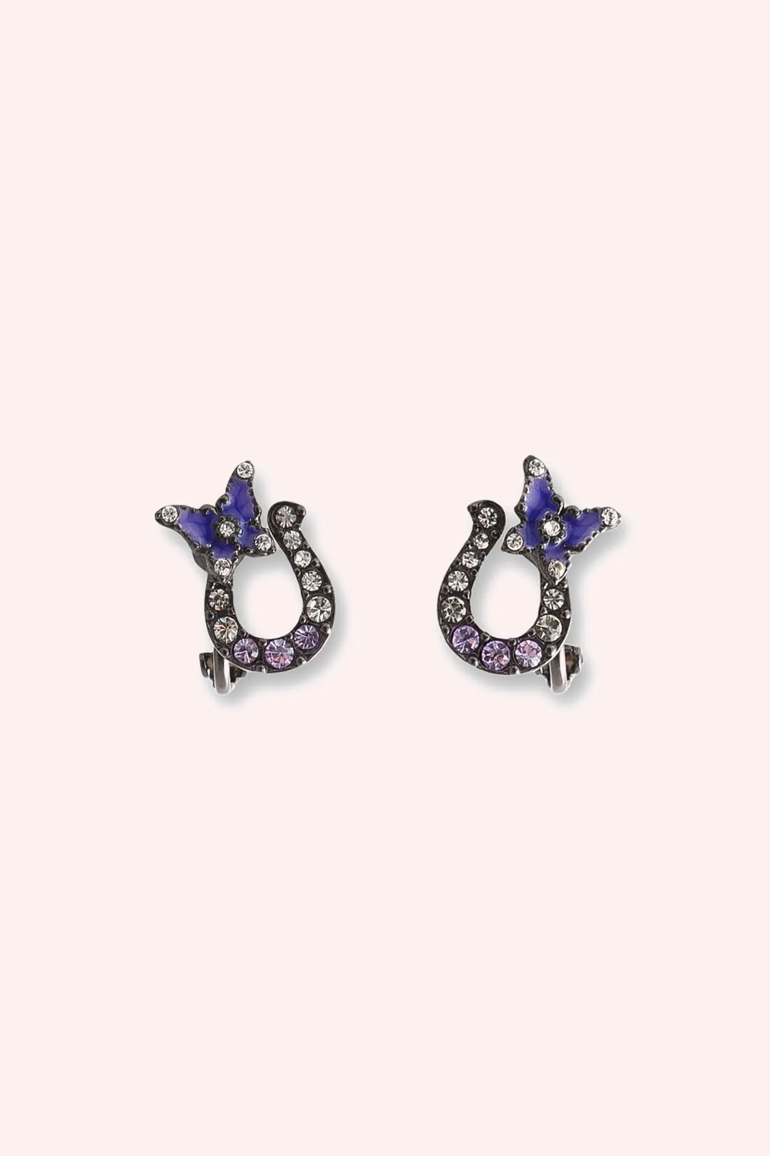 Lucky Horseshoe Stud Earrings - Gunmetal Annasui