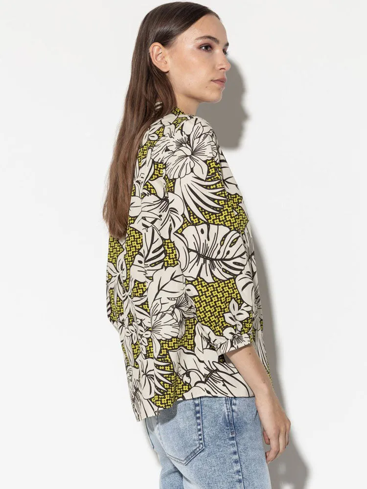 Luisa Cerano Blouse with Leaf Print Multi