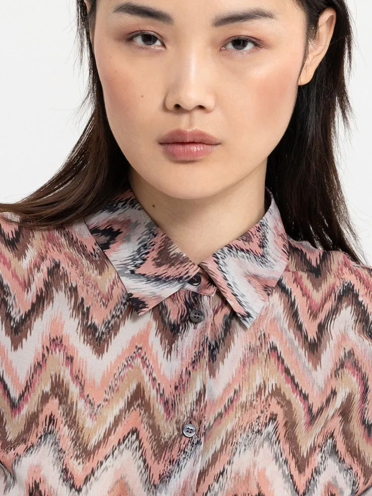 Luisa Cerano Graphic Print Shirt Pink & Barolo