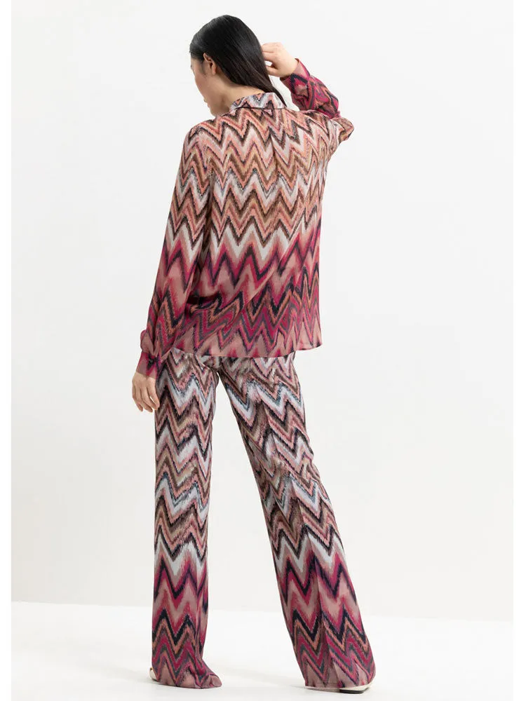 Luisa Cerano Graphic Print Shirt Pink & Barolo