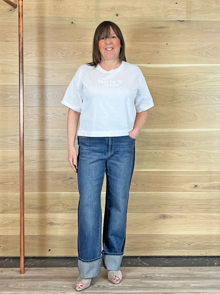 Luisa Cerano T-Shirt with Embroidery White