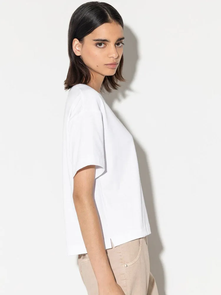 Luisa Cerano T-Shirt with Embroidery White