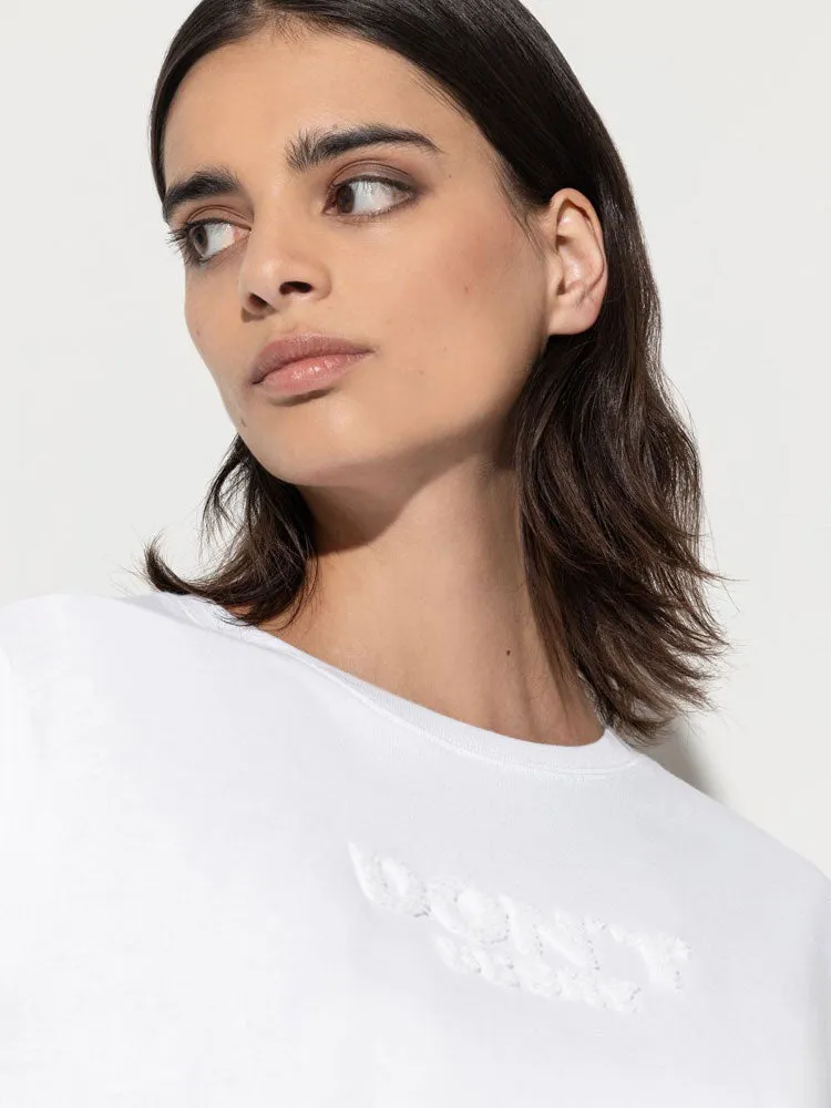 Luisa Cerano T-Shirt with Embroidery White