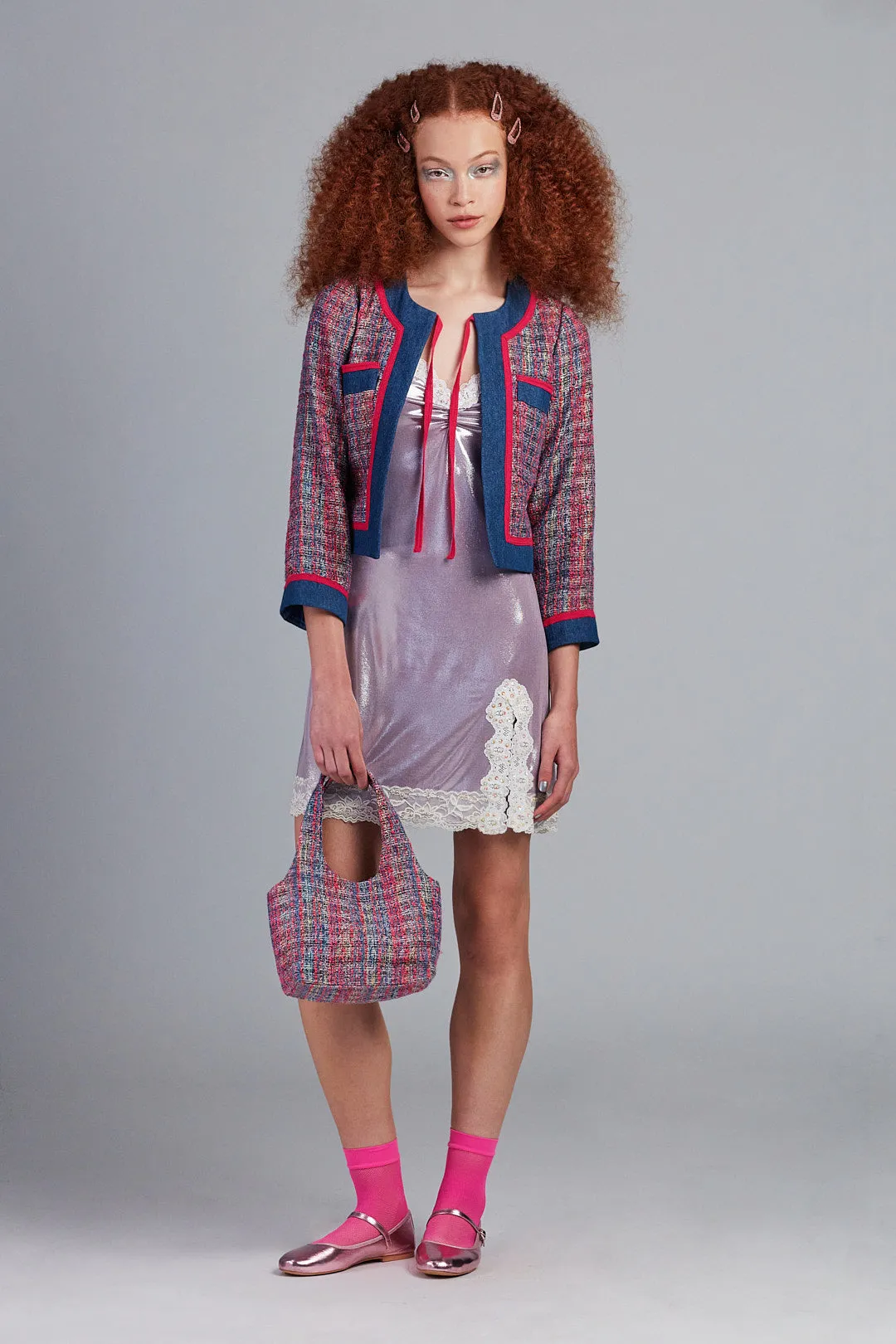 Lurex Tweed & Denim Mini Bag Annasui