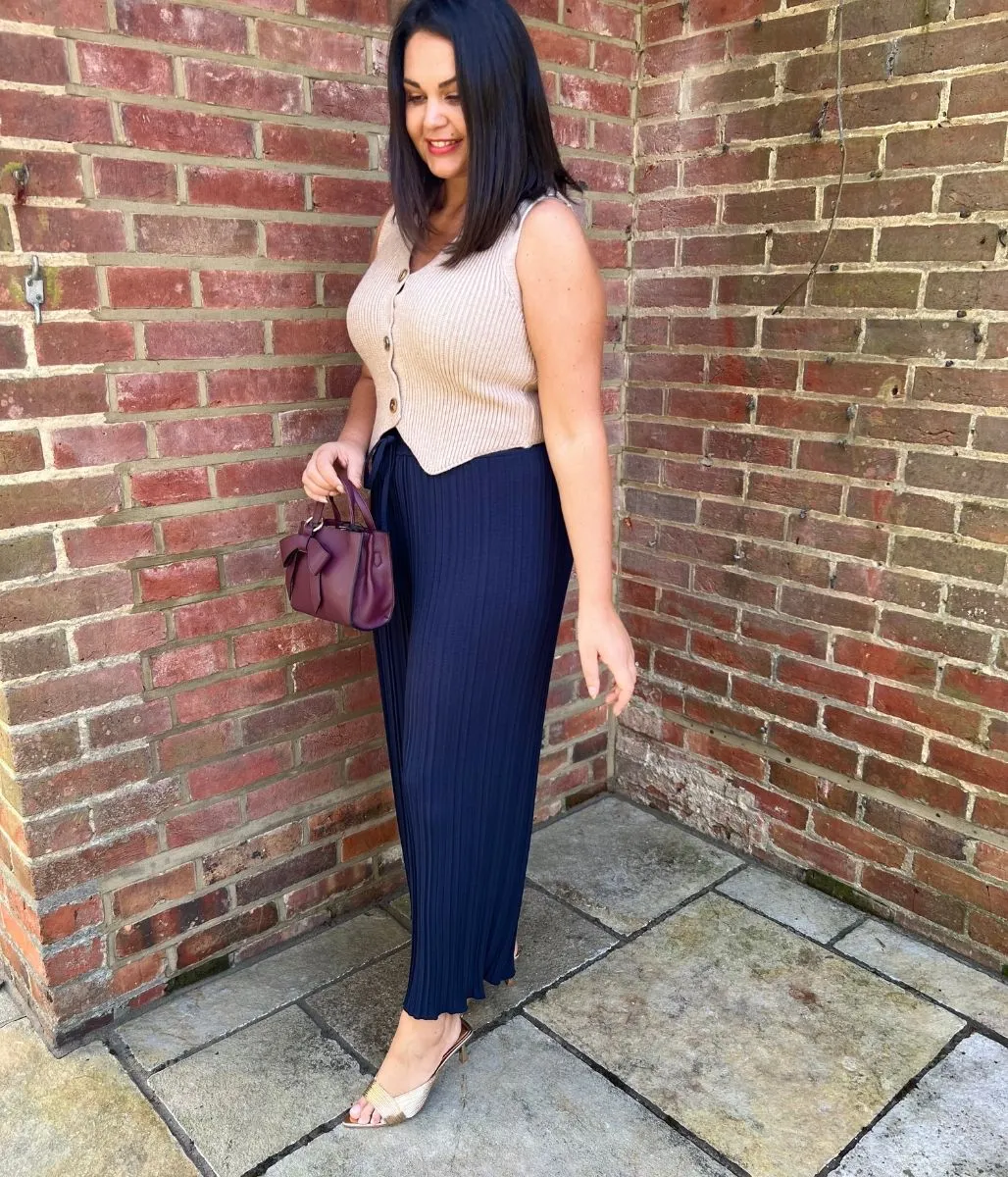 Made in Italy Navy wide leg Trousers
