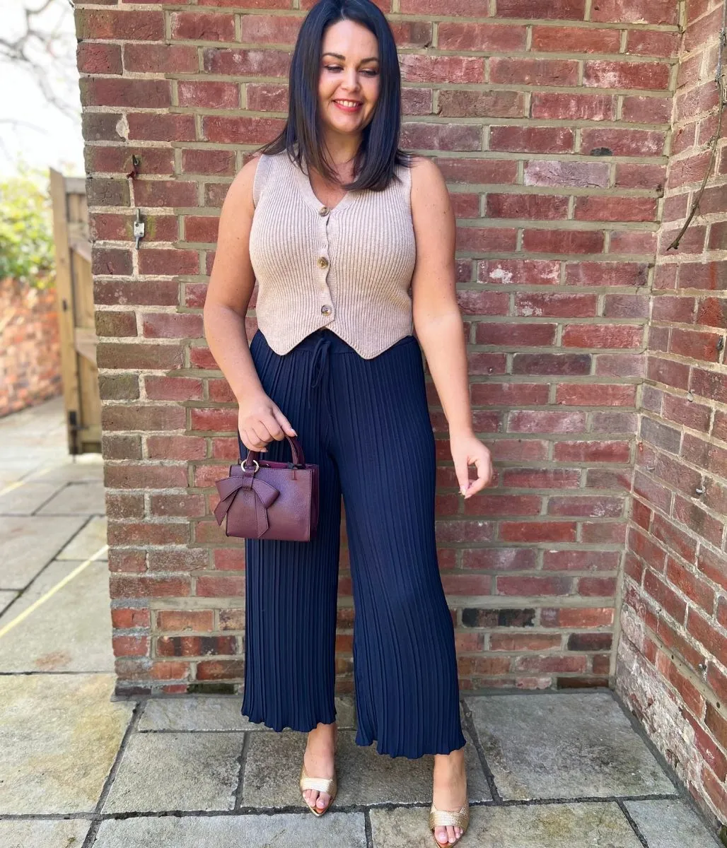 Made in Italy Navy wide leg Trousers