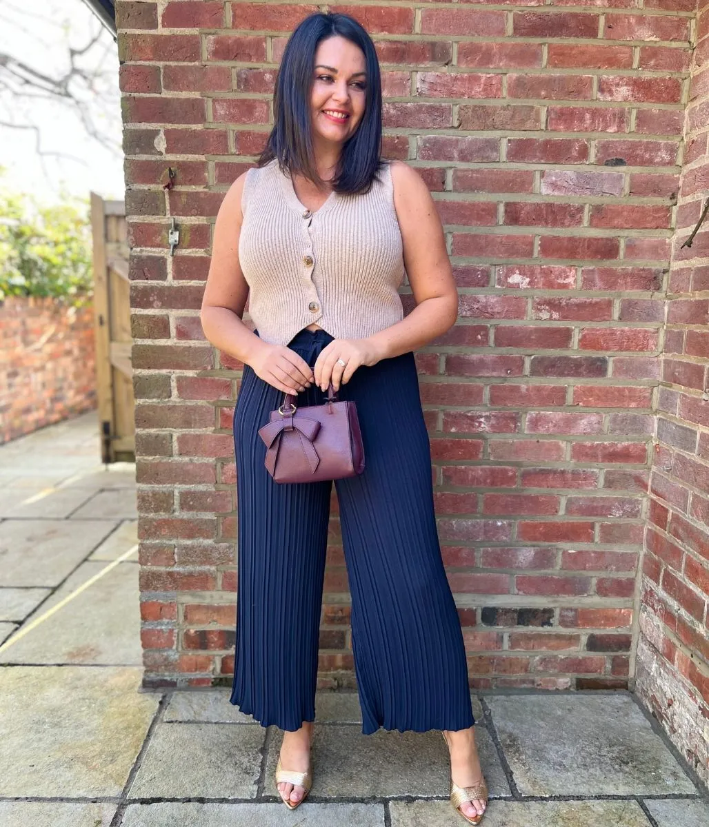 Made in Italy Navy wide leg Trousers
