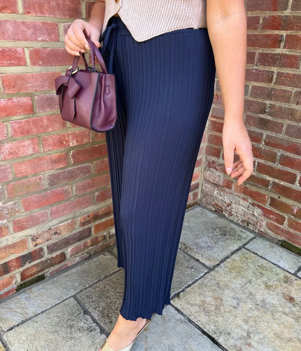 Made in Italy Navy wide leg Trousers
