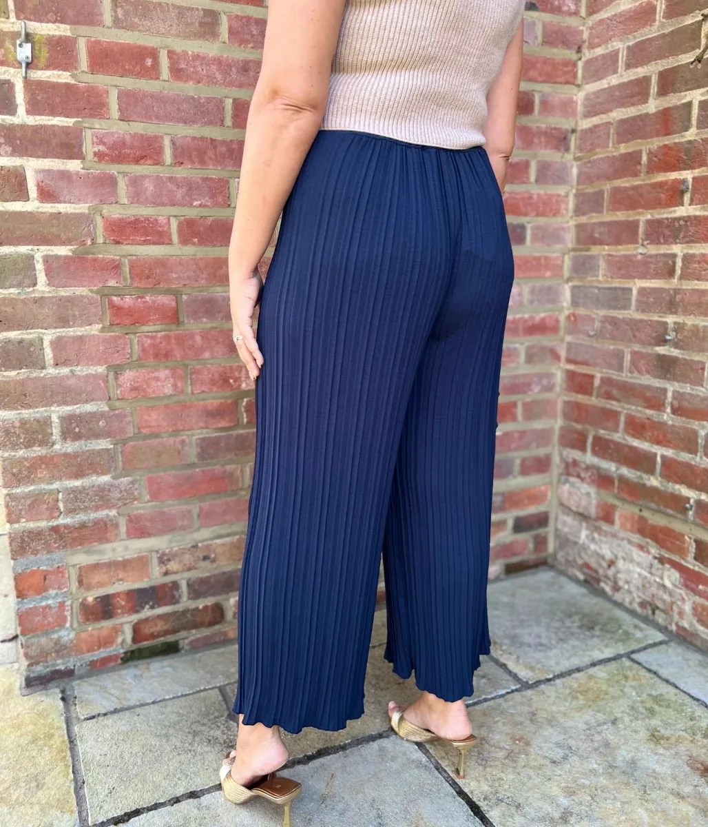 Made in Italy Navy wide leg Trousers
