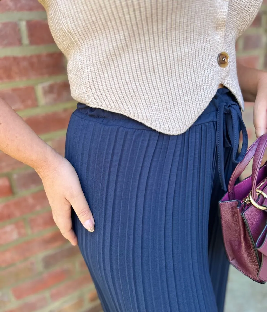 Made in Italy Navy wide leg Trousers