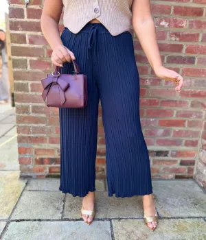Made in Italy Navy wide leg Trousers