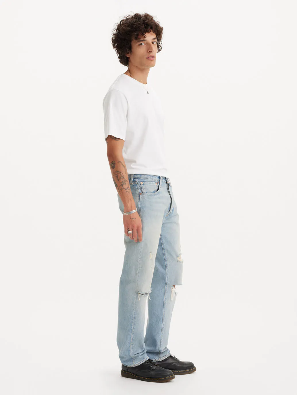 Men's 501 Light Blue Straight Fit Mid Rise Jeans