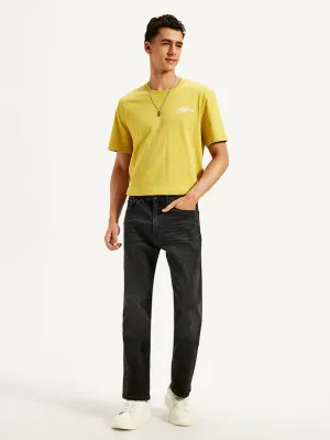 Men's 505 Black Straight Fit Mid Rise Jeans