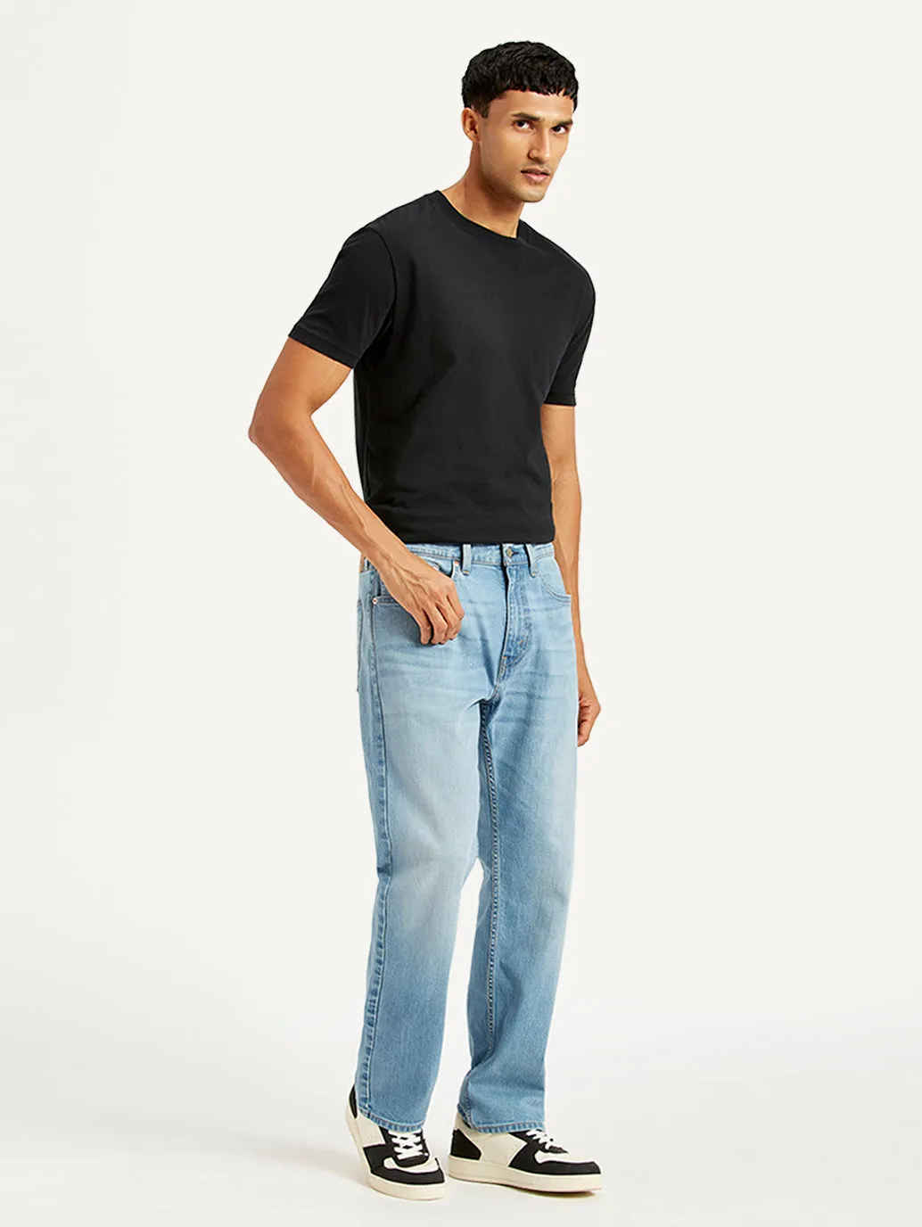 Men's 505 Light Blue Straight Fit Mid Rise Jeans