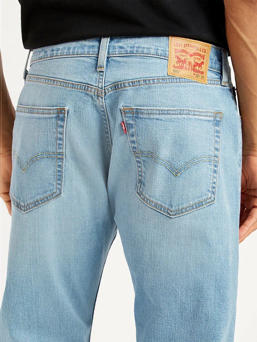Men's 505 Light Blue Straight Fit Mid Rise Jeans