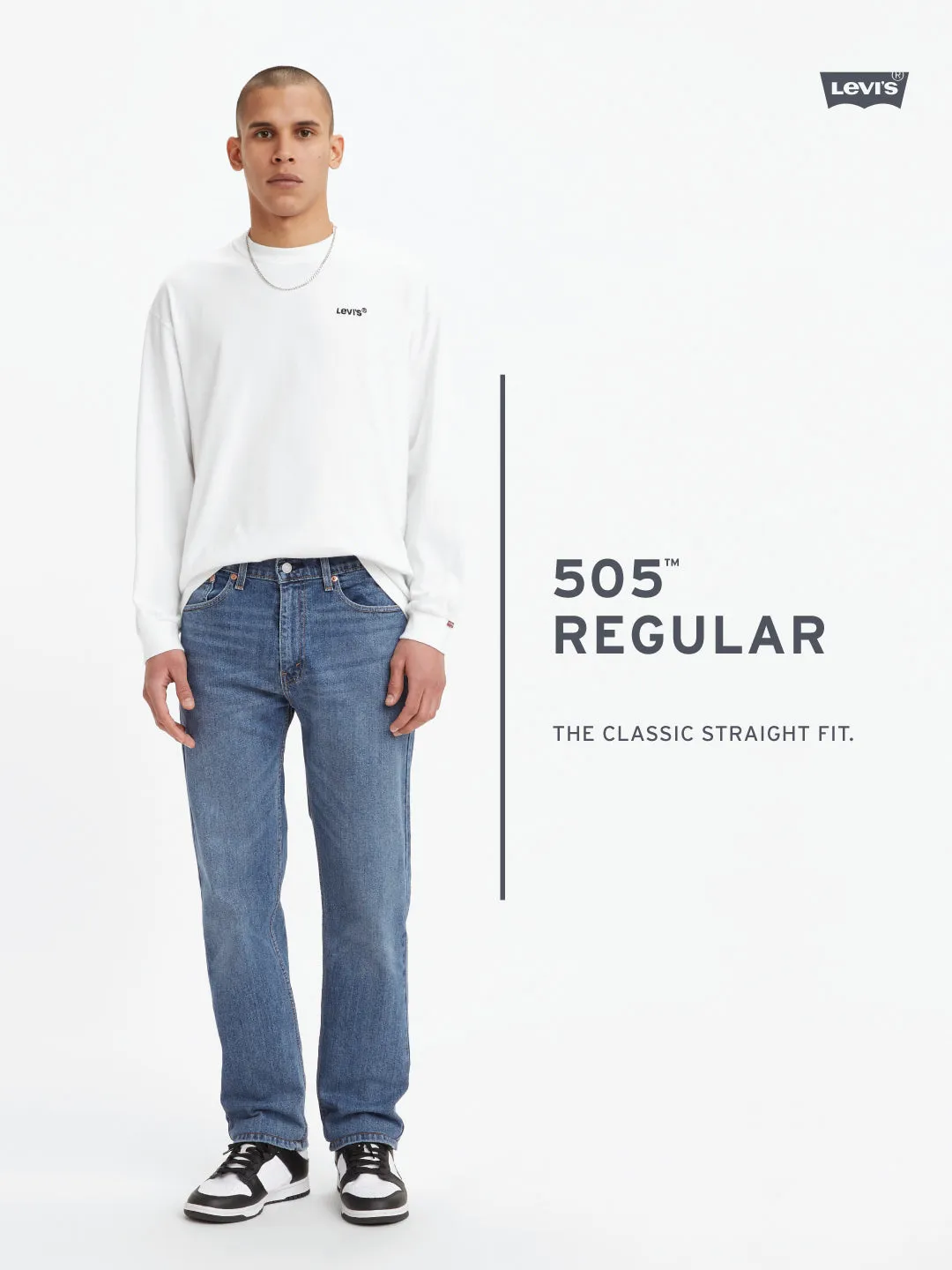 Men's 505 Light Blue Straight Fit Mid Rise Jeans