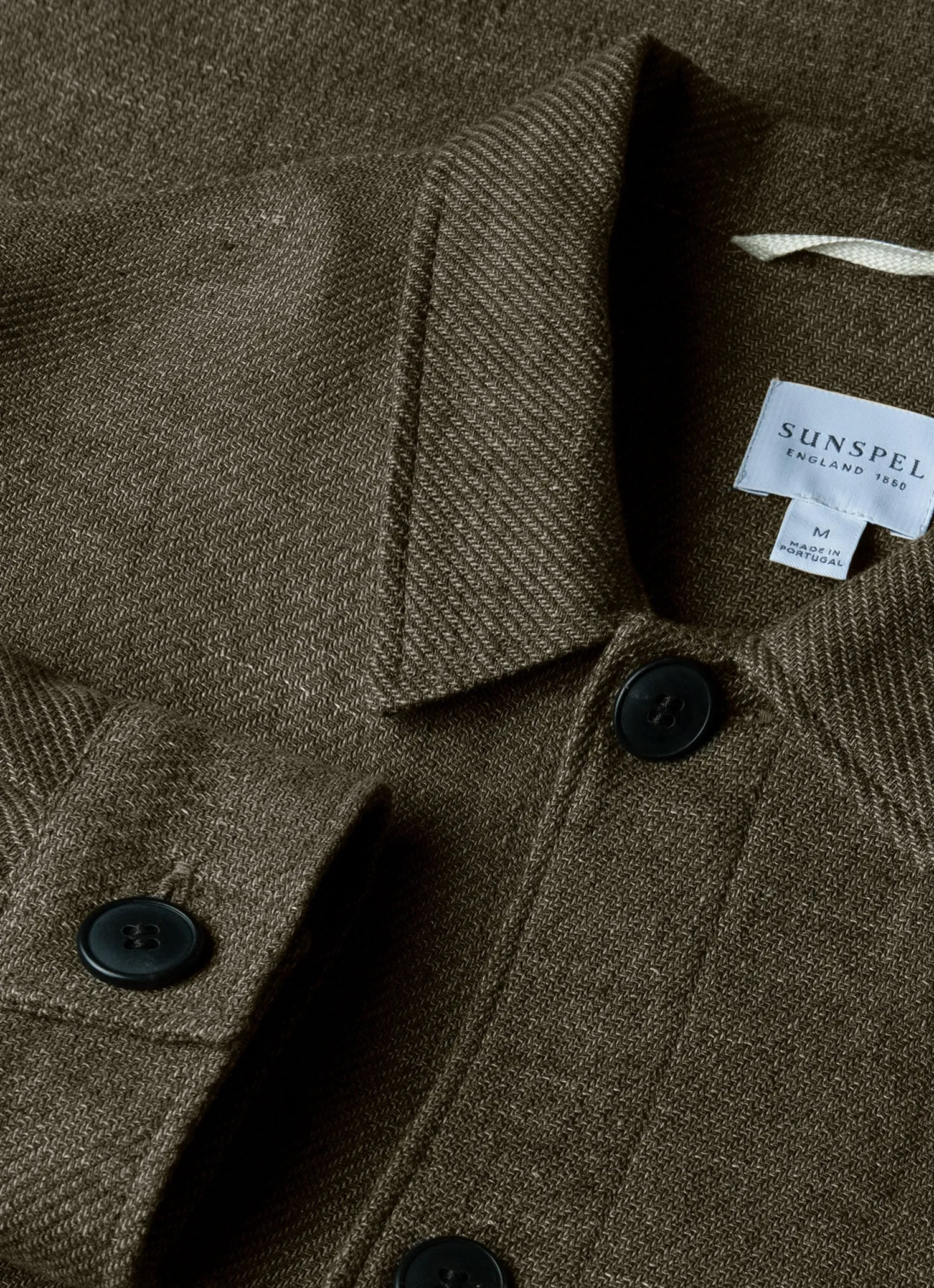 Men's Cotton Linen Twill Twin Pocket Jacket in Khaki Sunspel