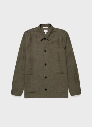 Men's Cotton Linen Twill Twin Pocket Jacket in Khaki Sunspel