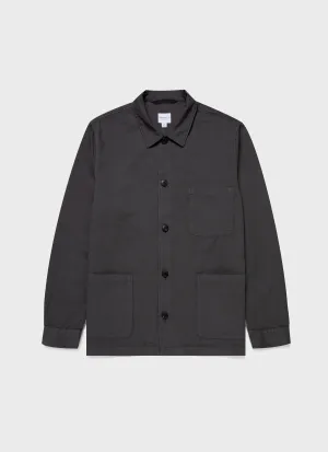 Men's Cotton Linen Twin Pocket Jacket in Charcoal Sunspel