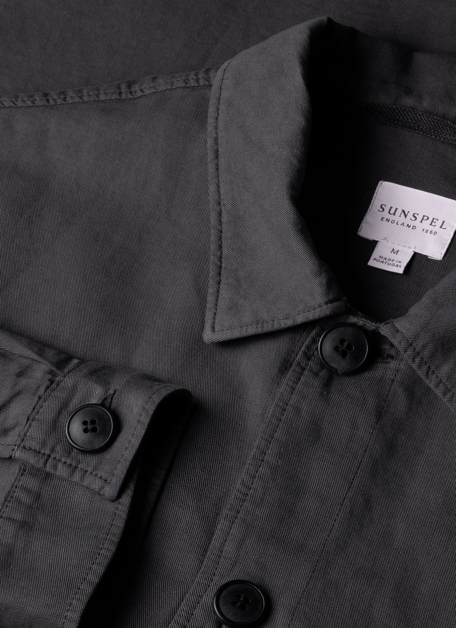 Men's Cotton Linen Twin Pocket Jacket in Charcoal Sunspel