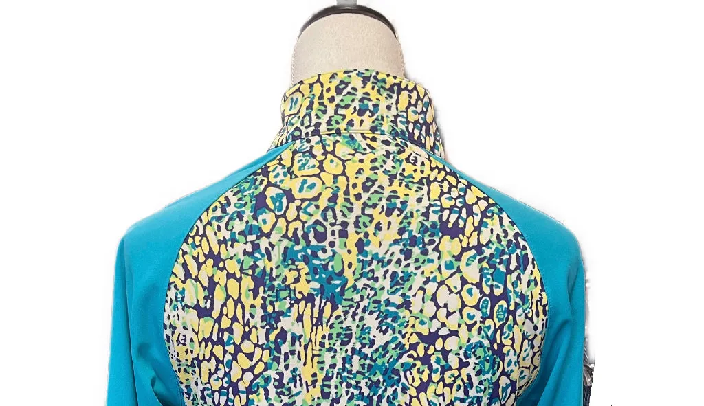 Monterey Club Blue Multicolored Animal Patterned 3/4 Sleeve Golf Pullover Size S