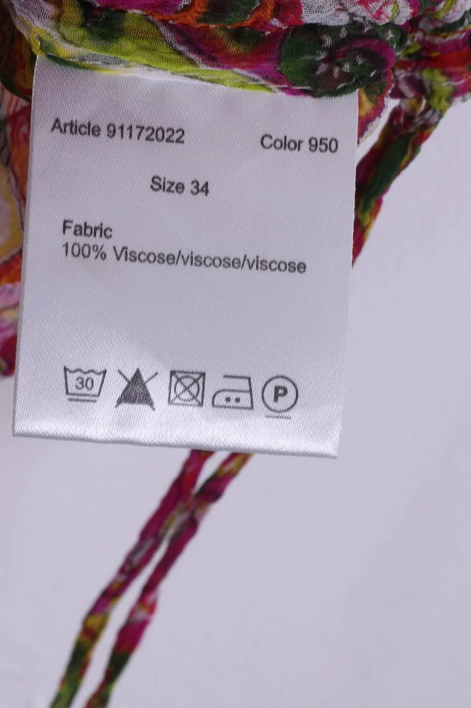 More& More Womens 34 XS Blouse Transparent Long Sleeve Multi Print V Neck Mulicolor