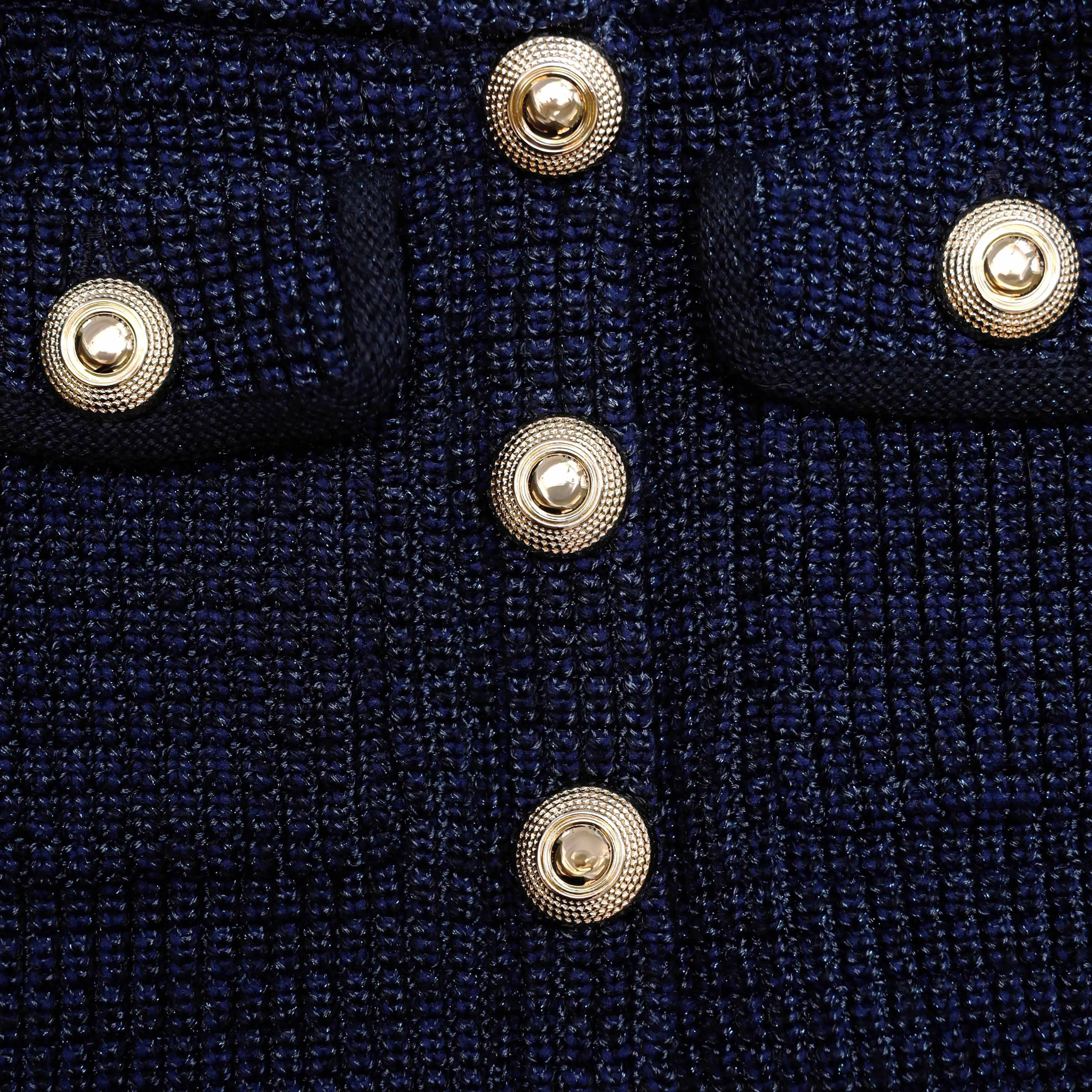 Navy Knit Peplum Midi Dress Self Portrait