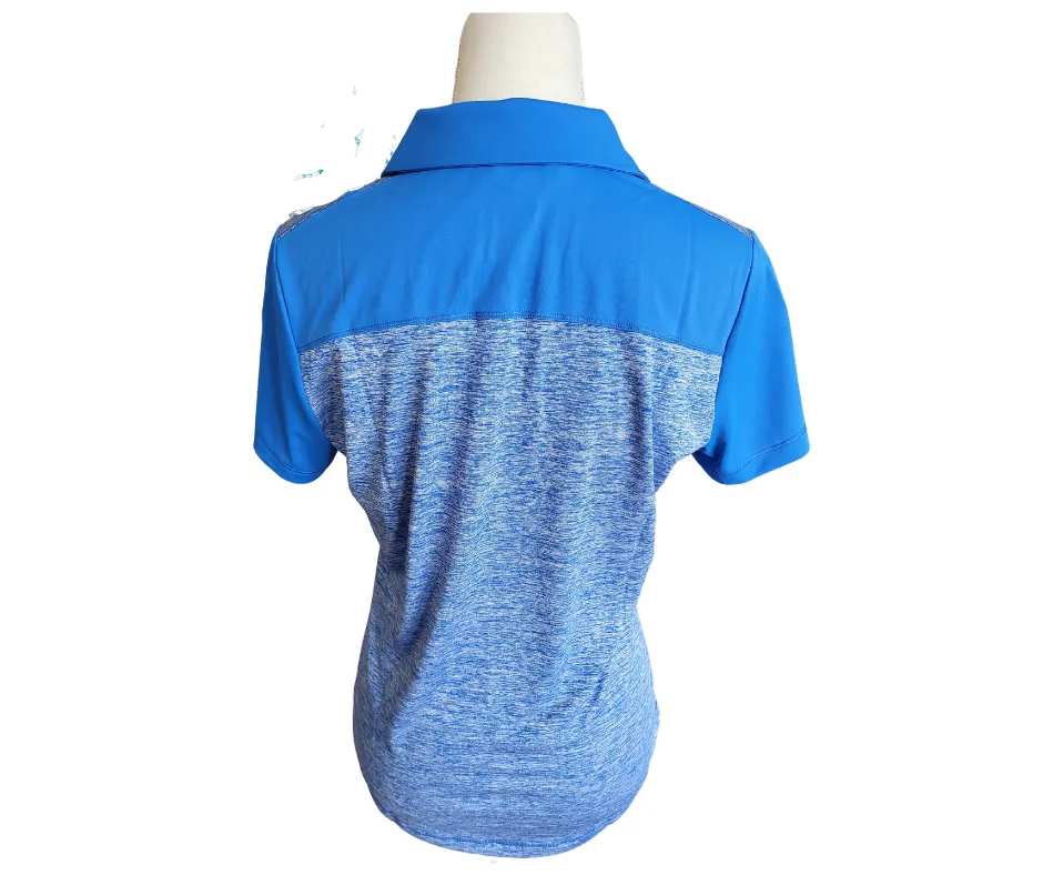 New Adidas Blue Heather Mock Neck Polo Size M