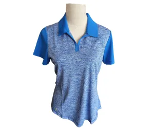 New Adidas Blue Heather Mock Neck Polo Size M