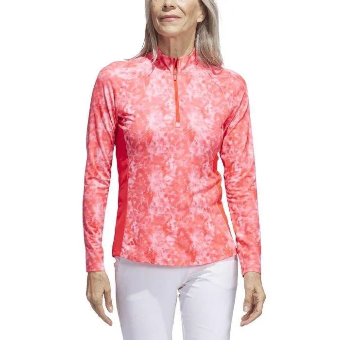 New Adidas Essentials Long Sleeve Printed Mock Polo - MSP$75
