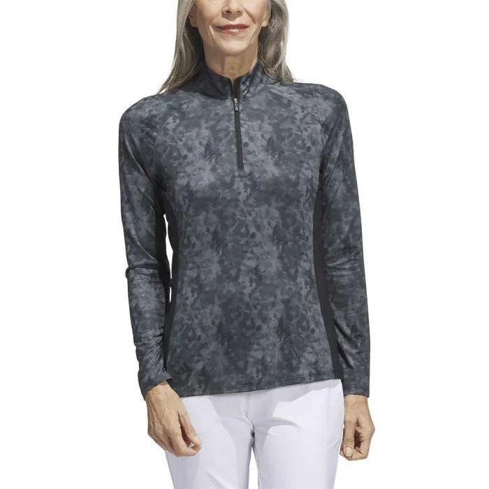 New Adidas Essentials Long Sleeve Printed Mock Polo - MSP$75