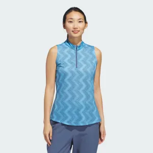 New Adidas Ultimate365 Ottoman Printed Sleeveless Polo Shirt MSP $65